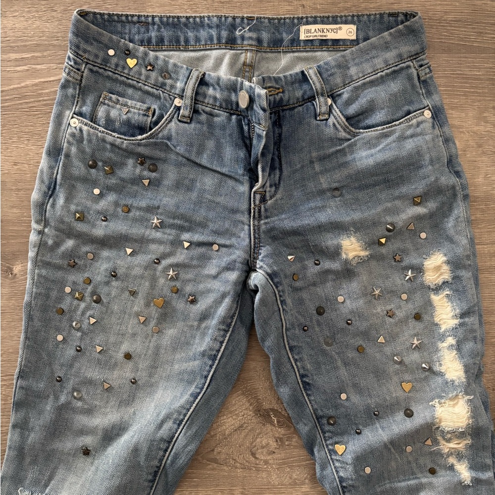Blank NYC Distressed Embellished Jeans